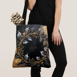Golden Wreath Glam Holiday Tote Bag Tygkasse