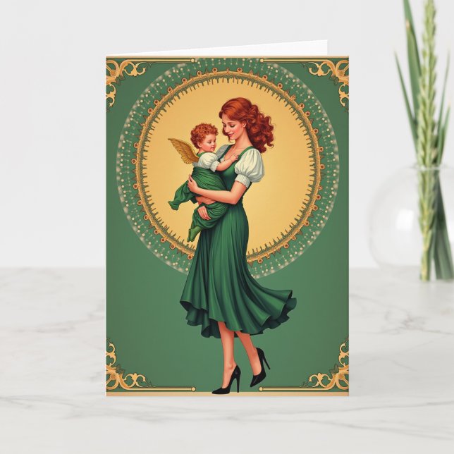 Golden Wreath Mother Child Card Kort (Framsida)