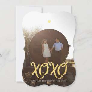 Golden XOXO Fotokort på Alla hjärtans dag Julkort
