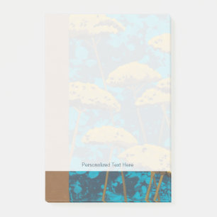 Golden Yarrow Garden med blå bakgrund Post-it Block
