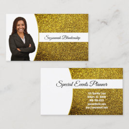 Golden Yellow Faux Glitter Professional Photo  Visitkort