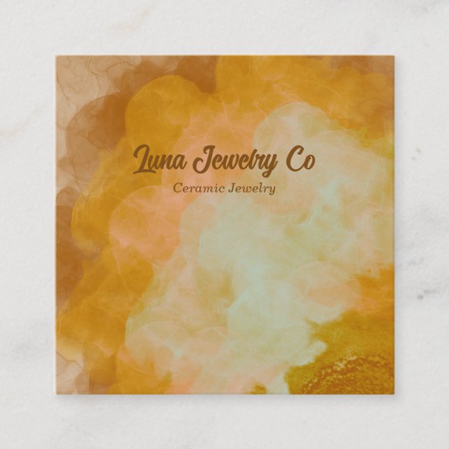 Golden Yellow Flower Burst Jewelry Craft  Fyrkantigt Visitkort (Framsida)