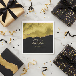 Golden Yellow Gold Glitter Abstract Watercolor  Pappersservett