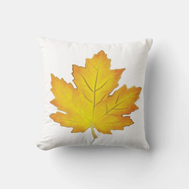 Golden Yellow Maple Leaf Pillow Kudde (Framsida)