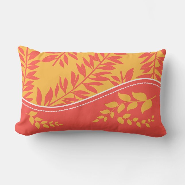 Golden Yellow och Coral Cabana Collection Monogram Utomhuskudde (Framsida)