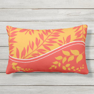 Golden Yellow och Coral Cabana Collection Monogram Utomhuskudde