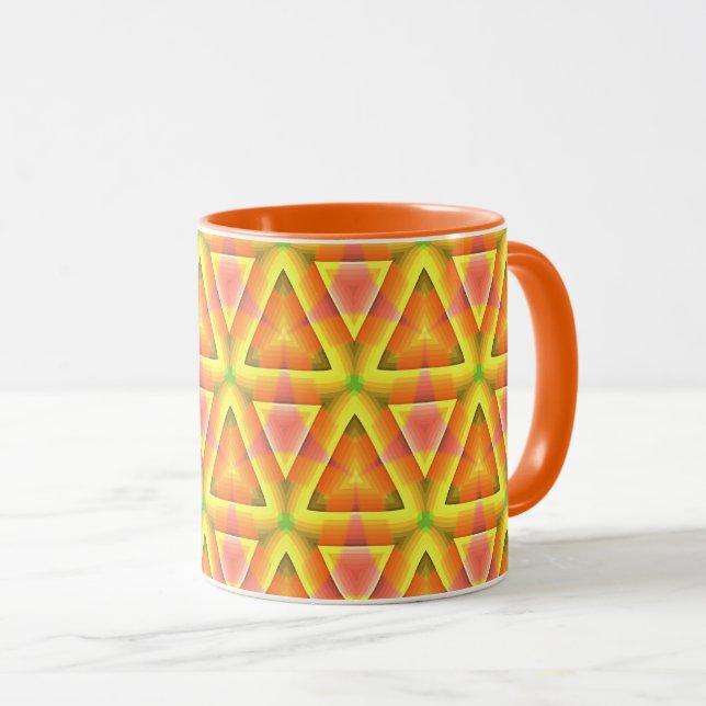 Golden Yellow Triangle Pattern Mugg (Framsida höger)