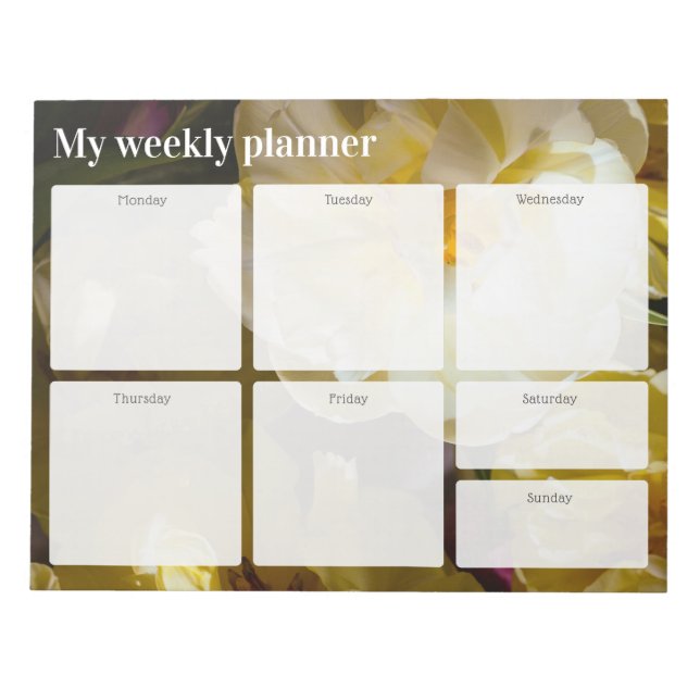 Golden Yellow Tulip Weekly Planner Anteckningsblock (Framsida)