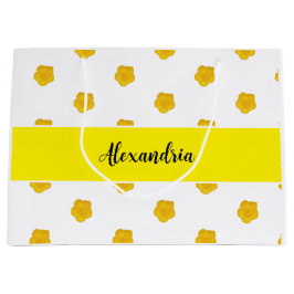 Golden Yellow Wildflower  Monogram Name Gift Bag