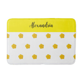 Golden Yellow Wildflower Photo Name Monogram  Badrumsmatta