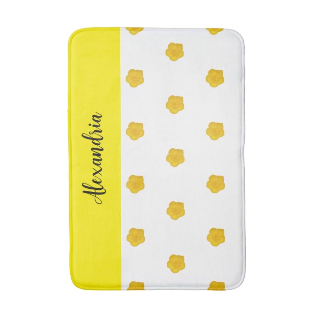 Golden Yellow Wildflower Photo Name Monogram  Badrumsmatta (Framsidan (Vertikal))