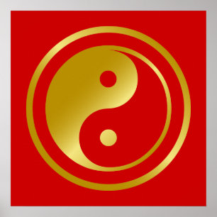 Golden Yin Yang Poster