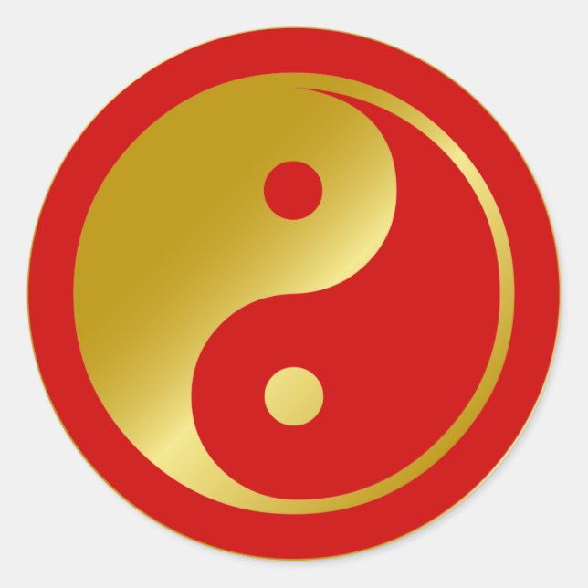 Golden Yin Yang Runt Klistermärke (Framsida)