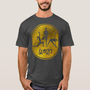 Golden Yoga Asanas Symbols på pastellbeige T Shirt