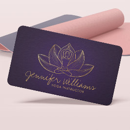 Golden Yoga Lotus Line art Visitkort