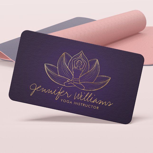 Golden Yoga Lotus Line art Visitkort (Skapare uppladdad)