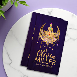 Golden Yoga Lotus Måne - Ametyst Fluorite Visitkort