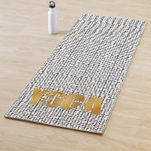 Golden YOGA-text med Silhouette på Black Mönster