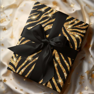 Golden Zebra Glittery Mönster Presentpapper