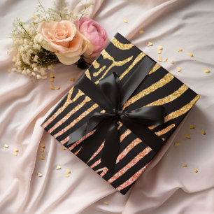 Golden Zebra Glittery Mönster Presentpapper
