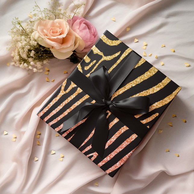 Golden Zebra Glittery Mönster Presentpapper (Skapare uppladdad)