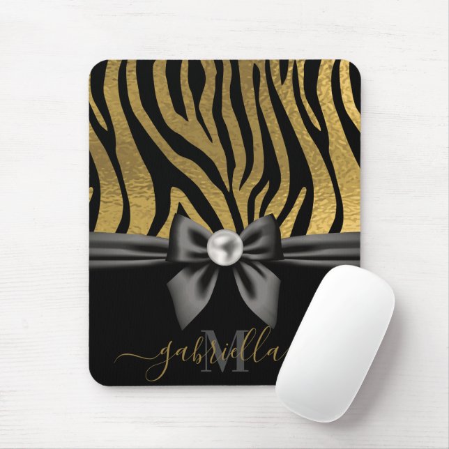 Golden Zebra tryck och Bow Musmatta (Med mus)