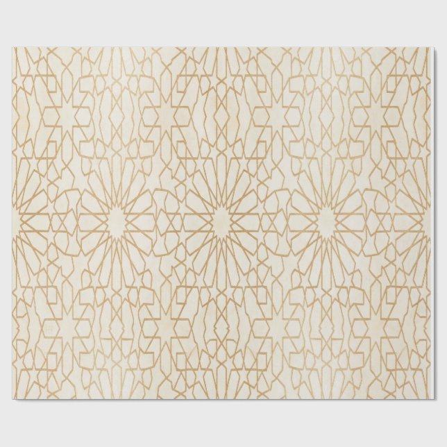 Golden Zellige Gift Wrap Paper Presentpapper (Platt)