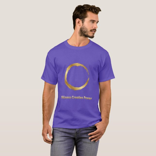 Golden Zen Circle -Stillness Creates Power T-Shirt (Hel framsida)