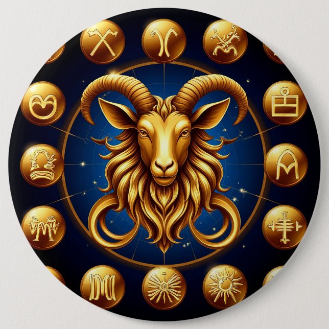 Golden Zodiac Capricorn Design Knapp (Framsida)