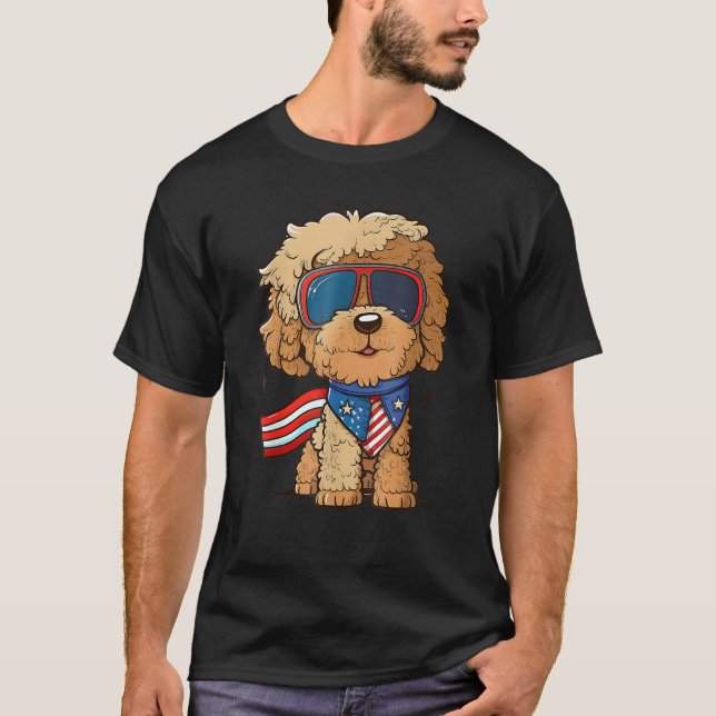 Goldendoodle 4th Of July Patriotic Golden Doodle D T Shirt (Framsida)