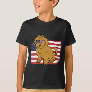 Goldendoodle American Flagga 4:e juli USA Funny D T Shirt