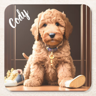 Goldendoodle Anpassningsbar Square Underlägg Papper Kvadrat