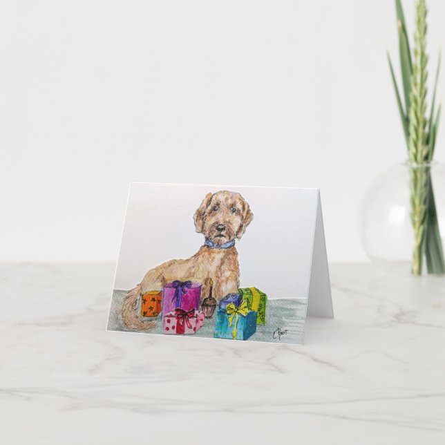 Goldendoodle Birthday Card Kort (Framsida)