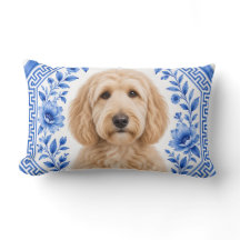 Goldendoodle Blå & Vit Blommig Lumbalpåse