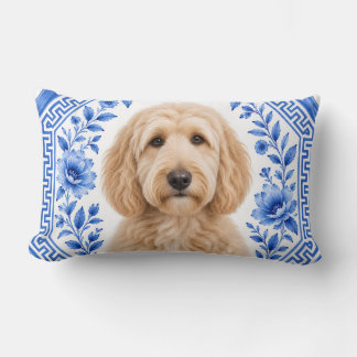 Goldendoodle Blå & Vit Blommig Lumbalpåse Lumbarkudde