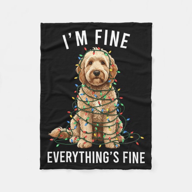 Goldendoodle Christmas I'm Fine Everything Is Fine Fleecefilt (Framsidan)