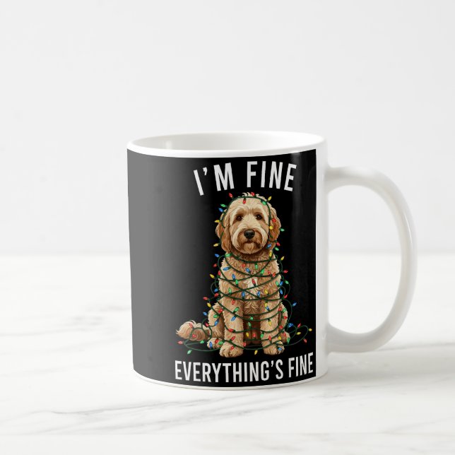 Goldendoodle Christmas I'm Fine Everything Is Fine Kaffemugg (Höger)