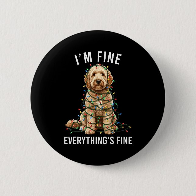 Goldendoodle Christmas I'm Fine Everything Is Fine Knapp (Framsida)