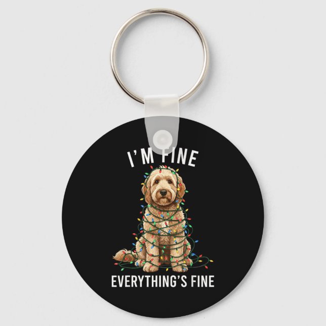 Goldendoodle Christmas I'm Fine Everything Is Fine Nyckelring (Framsida)