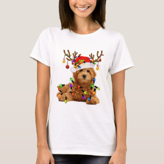 Goldendoodle christmas reindeer christmas ljus p t shirt