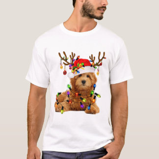 Goldendoodle christmas reindeer christmas ljus p t shirt