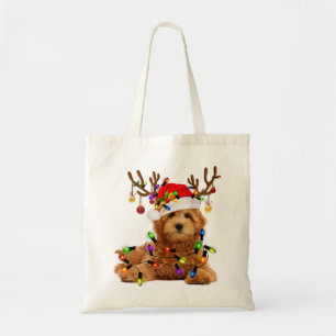 Goldendoodle christmas reindeer christmas ljus p tygkasse