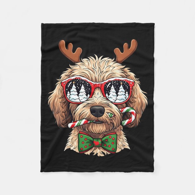 Goldendoodle Christmas Reindeer Holiday Dog Lover  Fleecefilt (Framsidan)