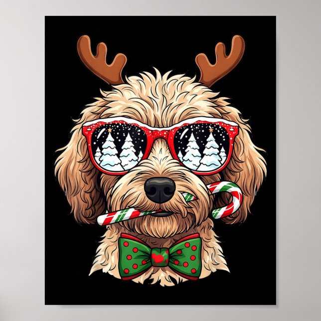 Goldendoodle Christmas Reindeer Holiday Dog Lover  Poster (Framsidan)