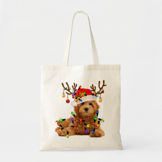 Goldendoodle christmas rener christmas ljus p tygkasse (Framsidan)