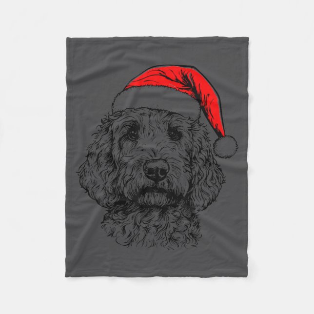 Goldendoodle Christmas Santa Hat Xmas Pajama Golde Fleecefilt (Framsidan)