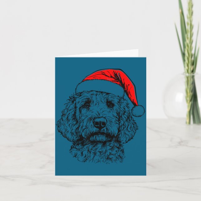 Goldendoodle Christmas Santa Hat Xmas Pajama Golde Kort (Framsida)