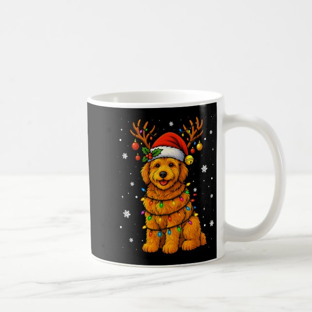 Goldendoodle Christmas Tee Reindeer Christmas Ligh Kaffemugg (Höger)