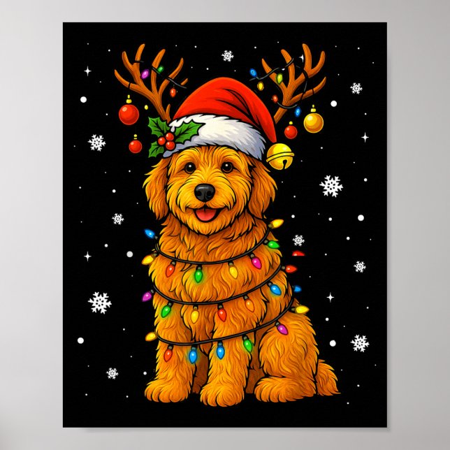 Goldendoodle Christmas Tee Reindeer Christmas Ligh Poster (Framsidan)