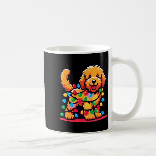 Goldendoodle Christmas Tree Xmas Lights Golden Doo Kaffemugg (Höger)